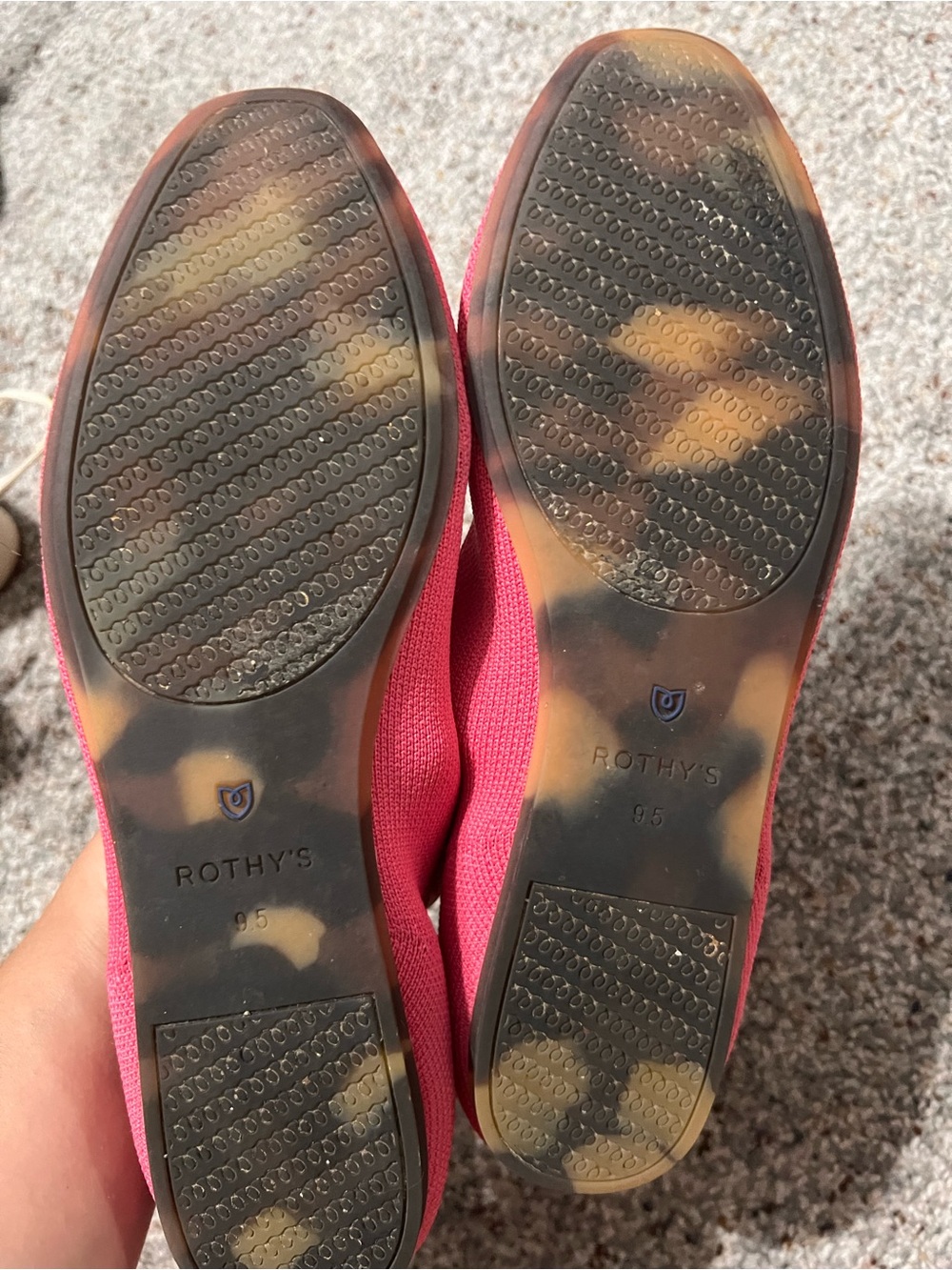 Rothy's Pink Mary Jane Flats with Blue Trim - Picture 2 of 2